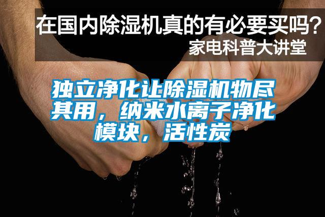 獨立凈化讓除濕機物盡其用，納米水離子凈化模塊，活性炭